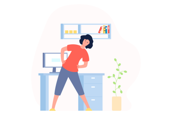 Download Stretching at Workplace Illustration. Wo - Illustration Collection