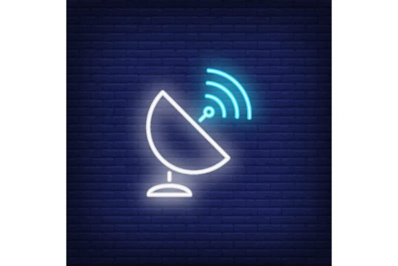 Download Satellite Dish and Signal Symbol Neon Si - Satellite Collection