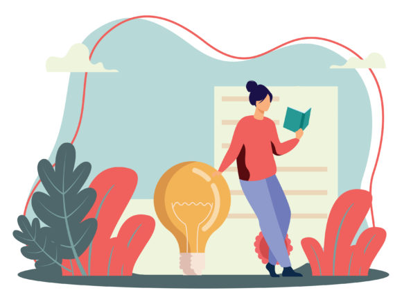 Download Clever Illustration by Reading a Book - Illustration Collection